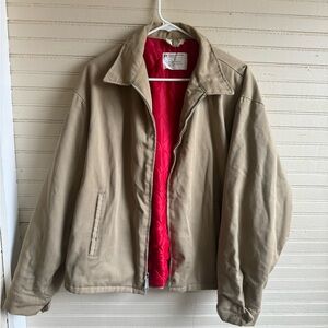 Vintage JP Penny Men's Workwear Tan Jacket with Red Lining